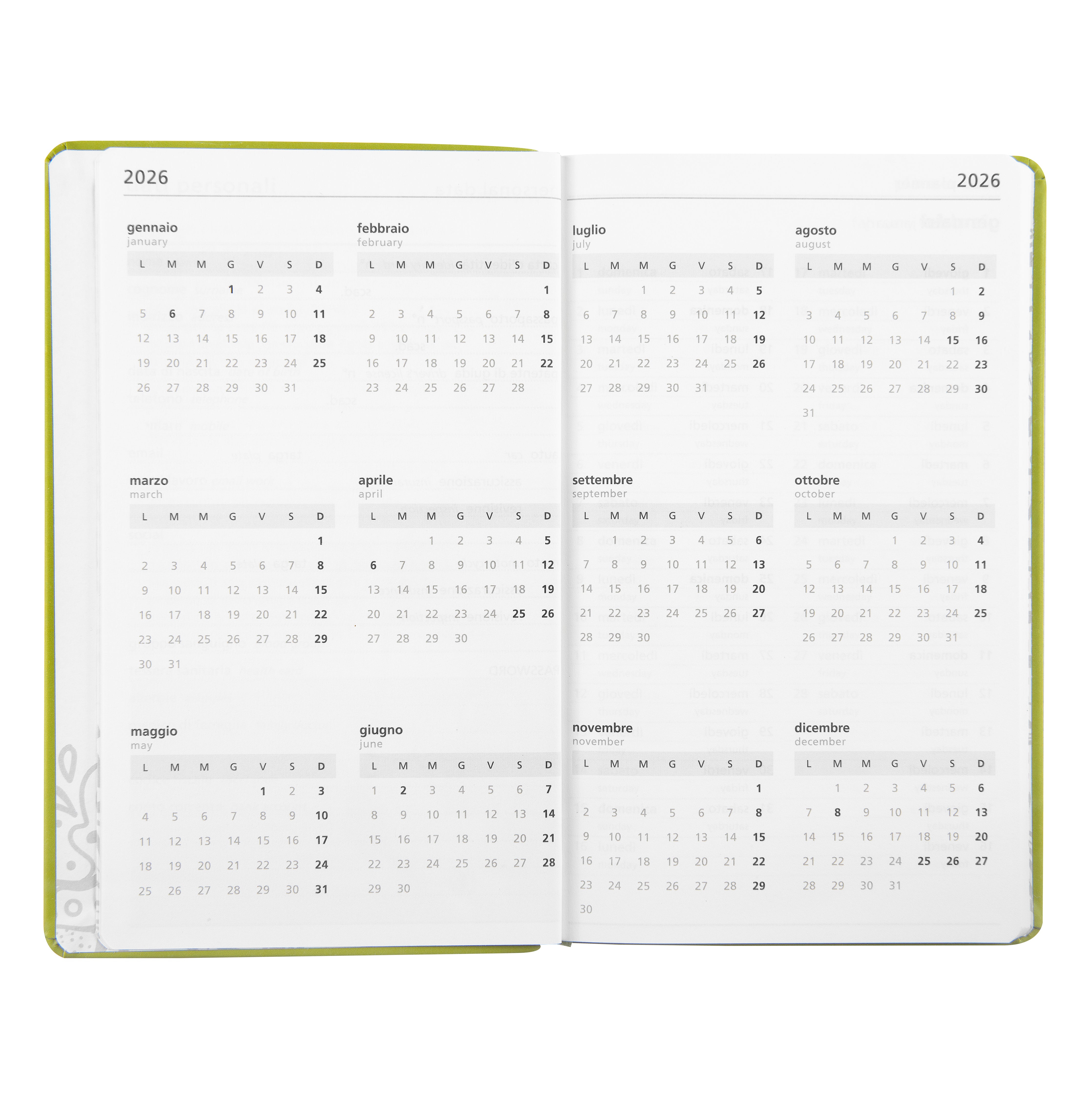 Agenda 12 Mesi 2026 Large Giornaliera - WWF